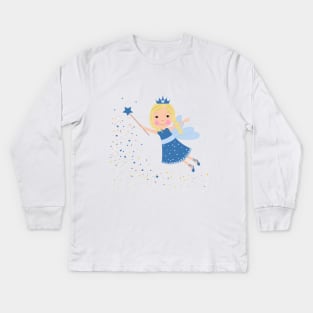 Cute fairytale blue stars shining Kids Long Sleeve T-Shirt